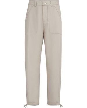 Brunello Cucinelli Linen-Cotton Drill Trousers - Grey