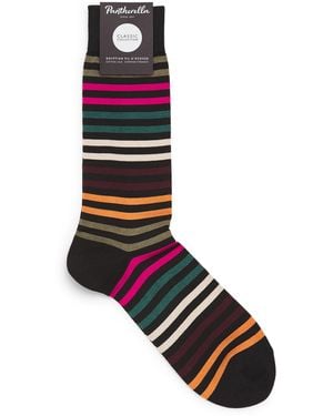 Pantherella Cotton-Blend Kilburn Striped Socks - Black