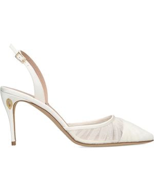 Jennifer Chamandi Tulle Vittorio Slingback Pumps 85 - White