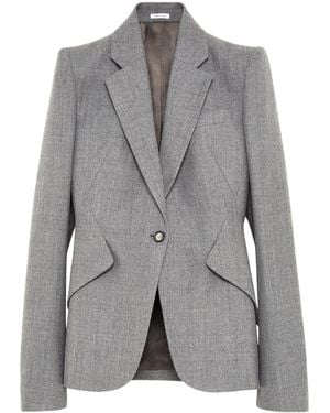 McQueen Wool Single-Breasted Blazer - Grey
