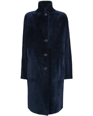 JOSEPH Shearling Reversible Brittany Coat - Blue
