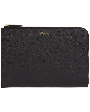 Smythson Panama Leather Slim Pouch - Black