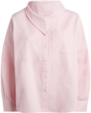 Maje Cotton Scarf-Detail Shirt - Pink