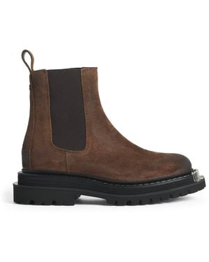 Sandro Suede Toe-Bar Chelsea Boots - Brown