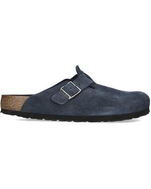 Birkenstock Suede Boston Clogs - Blue