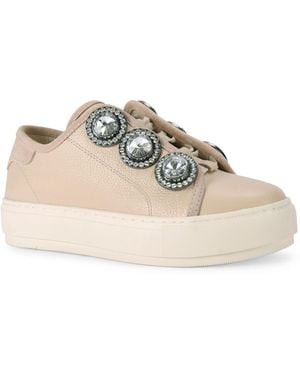 Kurt Geiger Leather Laney Octavia Trainers - Natural