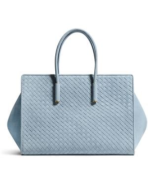 Bottega Veneta Suede Barbara Tote Bag - Blue