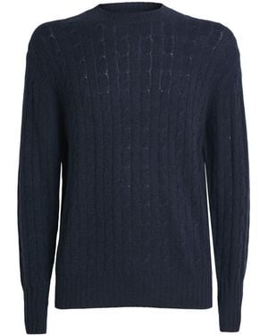 N.Peal Cashmere Organic Cashmere Cable-Knit Thames Jumper - Blue