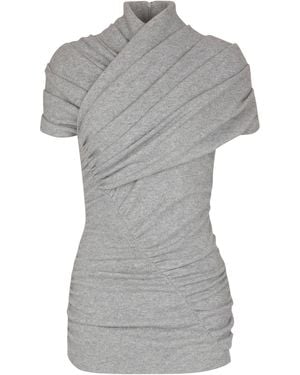 Balmain Draped Knit Top - Grey