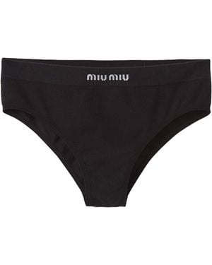 Miu Miu Ribbed Seamless Briefs - Black