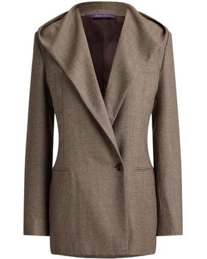 Ralph Lauren Wool Hooded Single-Breasted Blazer - Brown