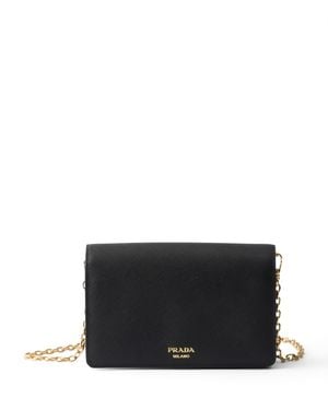 Prada Mini Saffiano Leather Cross-Body Bag - Black