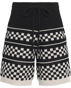 Amiri Wool-Blend Mesh Check Shorts - Black