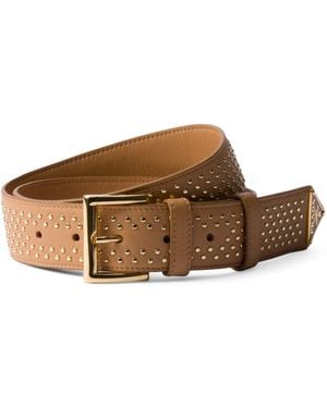 Prada Leather Studded Belt - Brown