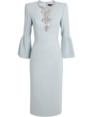 Jenny Packham Crepe Embellished Margot Midi Dress - Blue