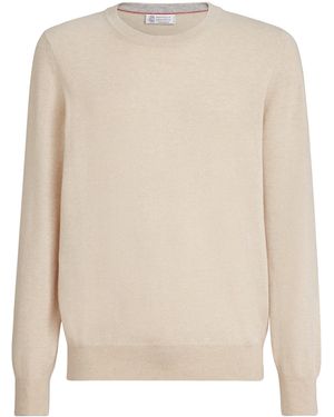 Brunello Cucinelli Cashmere Crew-Neck Jumper - White