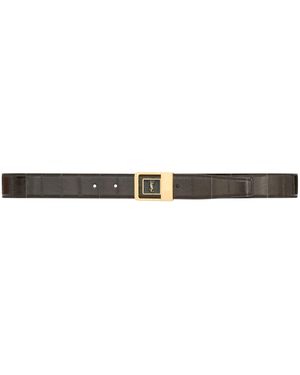 Saint Laurent Leather Logo Belt - White