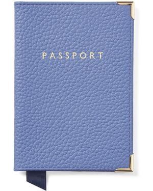 Aspinal of London Leather Passport Cover - Blue