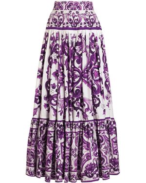 Dolce & Gabbana Cotton Skirt With "Majolica" Print - Purple