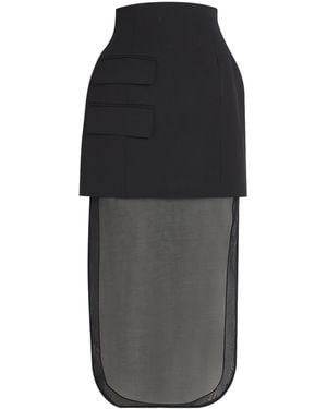 A.W.A.K.E. MODE Virgin Wool Basque Maxi Skirt - Black