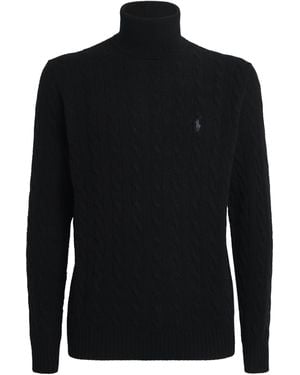 Polo Ralph Lauren Wool-Cashmere Cable-Knit Rollneck Sweater - Black