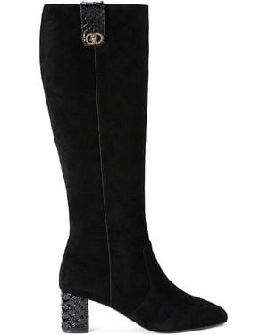 Kurt Geiger Suede Chelsea Trim Knee-High Boots - Black