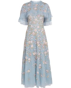 Needle & Thread Tulle Cape Eden Maxi Dress - Blue