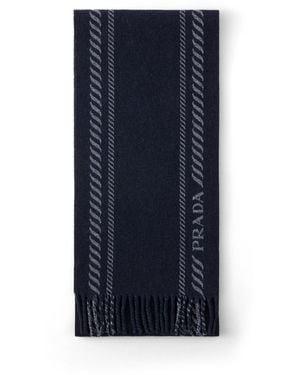 Prada Wool-Cashmere Jacquard Scarf - Blue