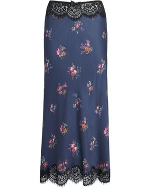 Self-Portrait Satin Floral Print Maxi Skirt - Blue