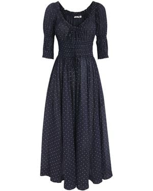 Doen Organic Cotton Polka-Dot Ischia Maxi Dress - Blue