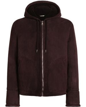 Dolce & Gabbana Suede Fleece Hooded Jacket - Brown