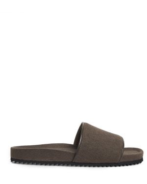 Frescobol Carioca Linen Renato Slides - Brown