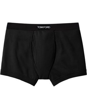Tom Ford Stretch-Cotton Logo Boxers - Black