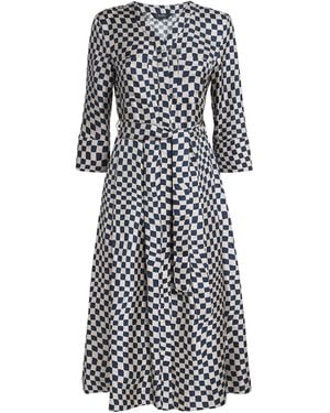 Max Mara Silk Patterned Midi Dress - Blue