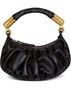Balmain Mini Leather Ebene Top-Handle Bag - Black