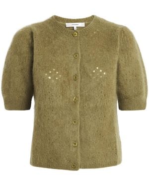 FRAME Cashmere Short-Sleeve Cardigan - Green