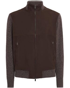 Paul & Shark Suede Knitted-Sleeve Jacket - Brown