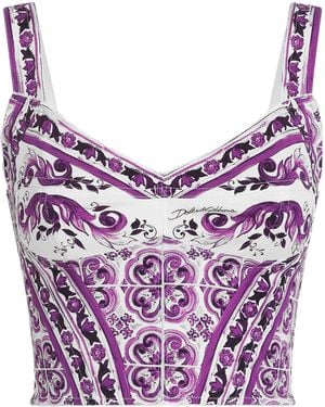 Dolce & Gabbana Printed Bustier Top - Purple