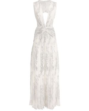Costarellos Silk-Blend Floral Amalia Maxi Dress - White