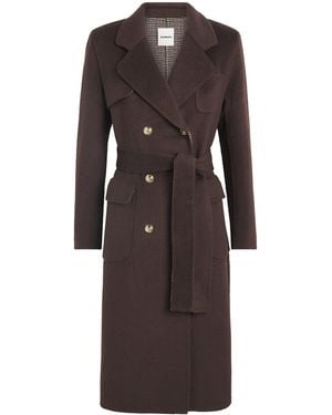 Sandro Wool-Blend Belted Coat - Brown