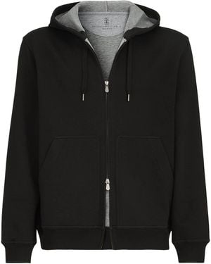 Brunello Cucinelli Cotton-Cashmere-Silk Hoodie - Black