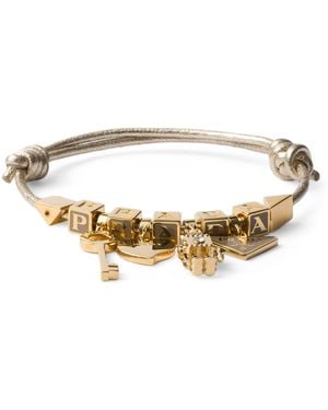 Prada Nappa Leather Charm Bracelet - Metallic
