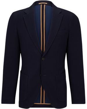 BOSS Virgin Wool Jacquard Blazer - Blue