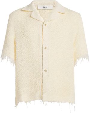 Séfr Distressed Bouclé Short-Sleeve Fausto Shirt - Natural