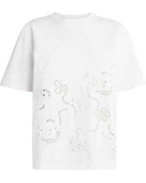 Ganni Organic Cotton Broderie Anglaise T-Shirt - White