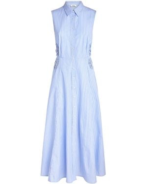 Sandro Cotton Embellished Shirt Dress - Blue