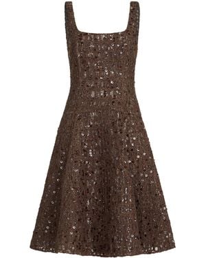 Brunello Cucinelli Mohair-Silk-Linen-Blend Midi Dress - Brown