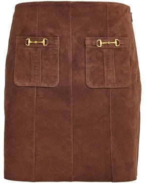 RIXO London Suede Wiley Mini Skirt - Brown