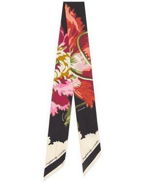 Harrods Silk Floral Skinny Scarf - Red