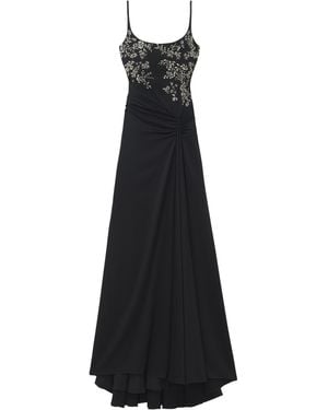 McQueen Crepe Satin Embellished Gown - Black